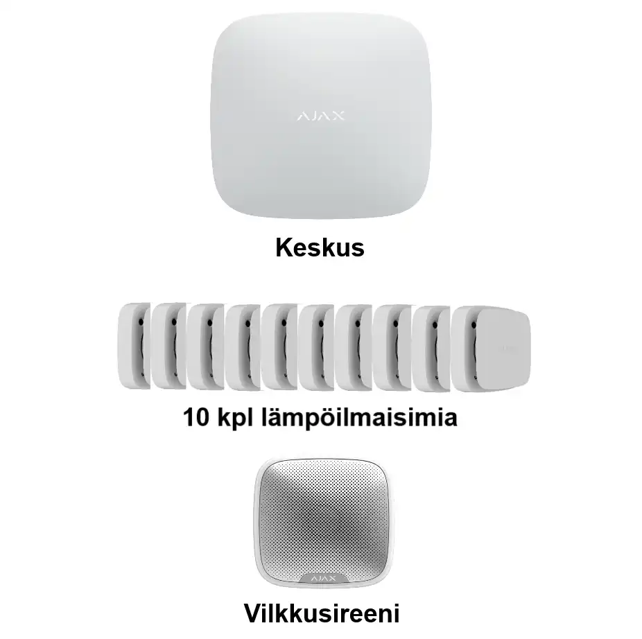 Langaton palovaroitinjärjestelmä 600m2 autohalliin